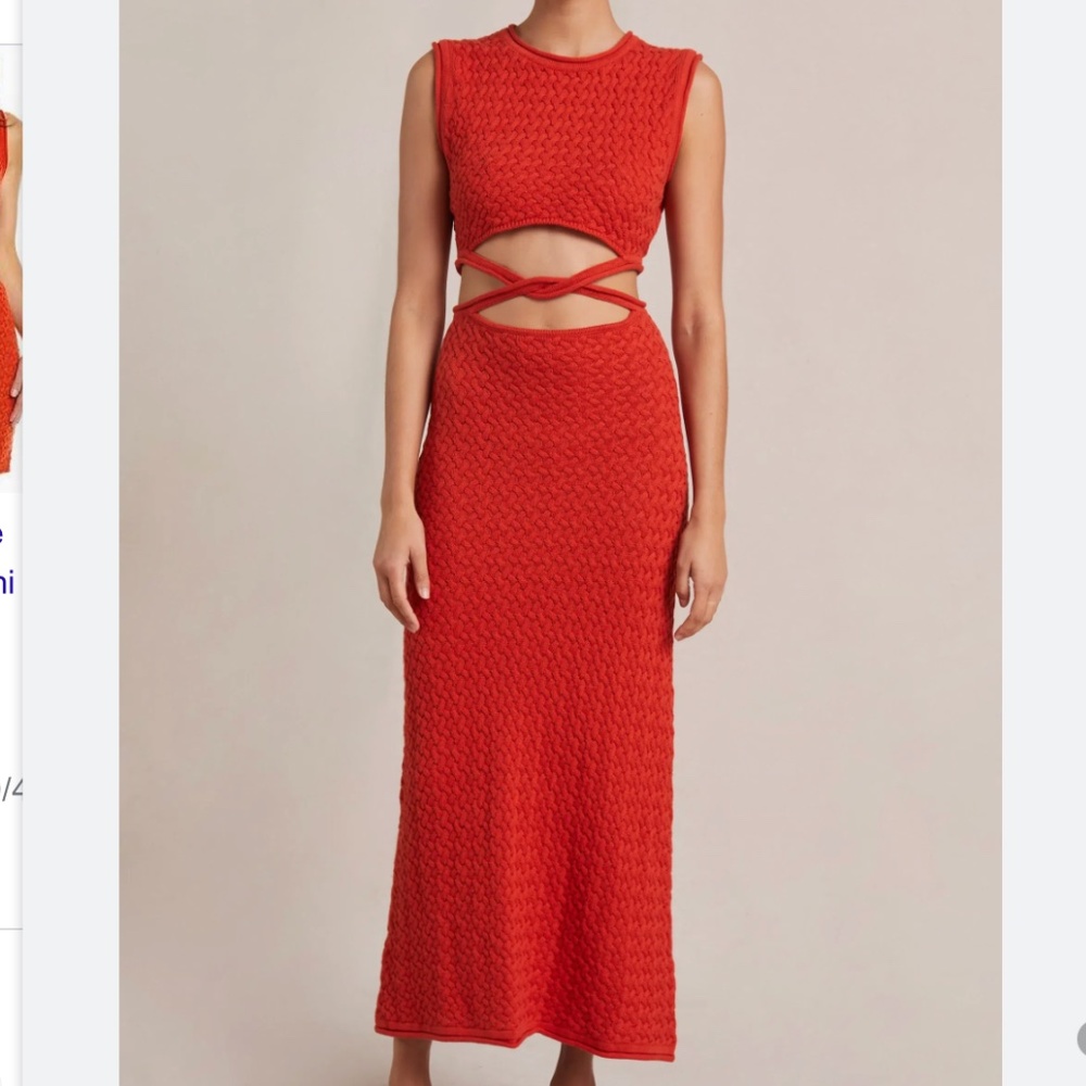 BEC & BRIDGE EFFIE KNIT CUT OUT MAXI DRESS RED SIZE 12